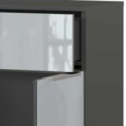 Badezimmer Vertiko in Silbergrau Glas - Dikono