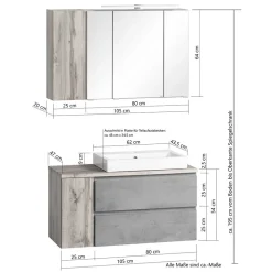 Badezimmer Waschplatz 105 cm breit - Jambi I (zweiteilig)