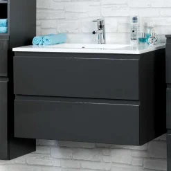 Badezimmer Waschtisch Blaxin in Anthrazit Hochglanz