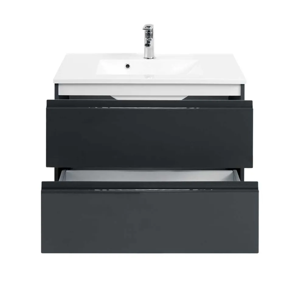 Badezimmer Waschtisch Blaxin in Anthrazit Hochglanz