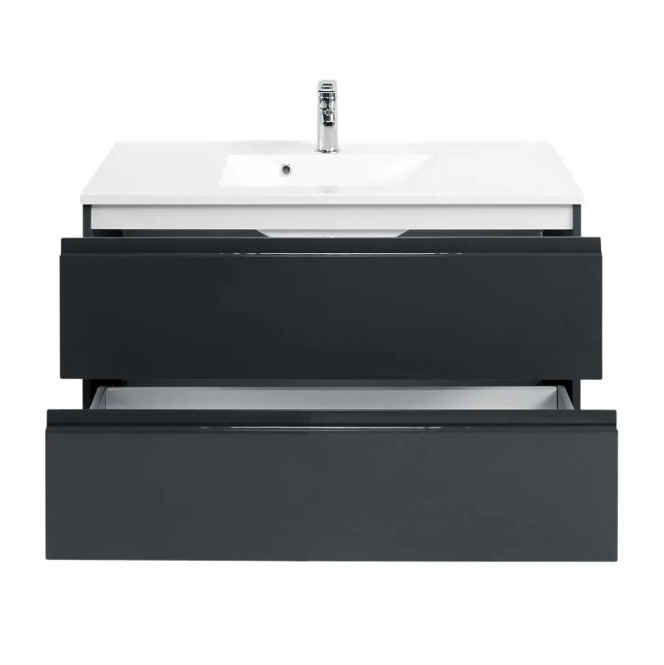 Badezimmer Waschtisch Blaxin in Anthrazit Hochglanz