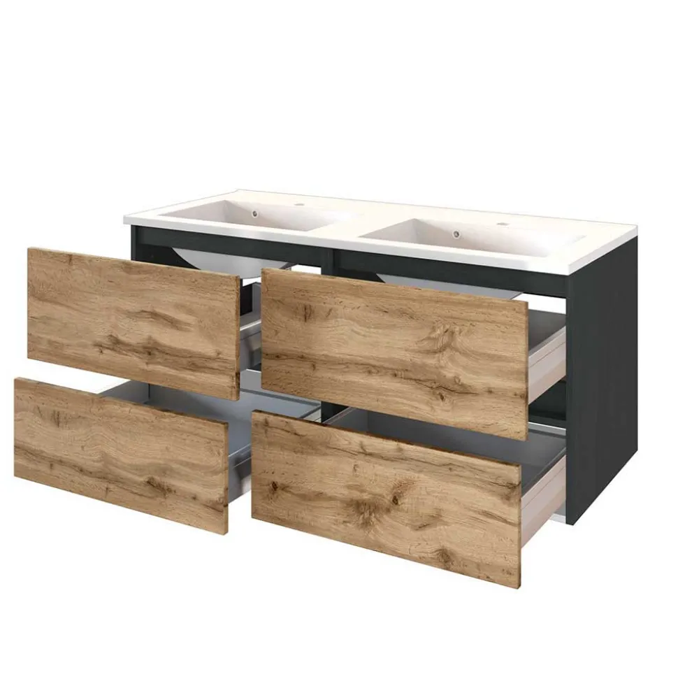 Badezimmer-Block mit Doppel-Waschtisch - Endely (fünfteilig)