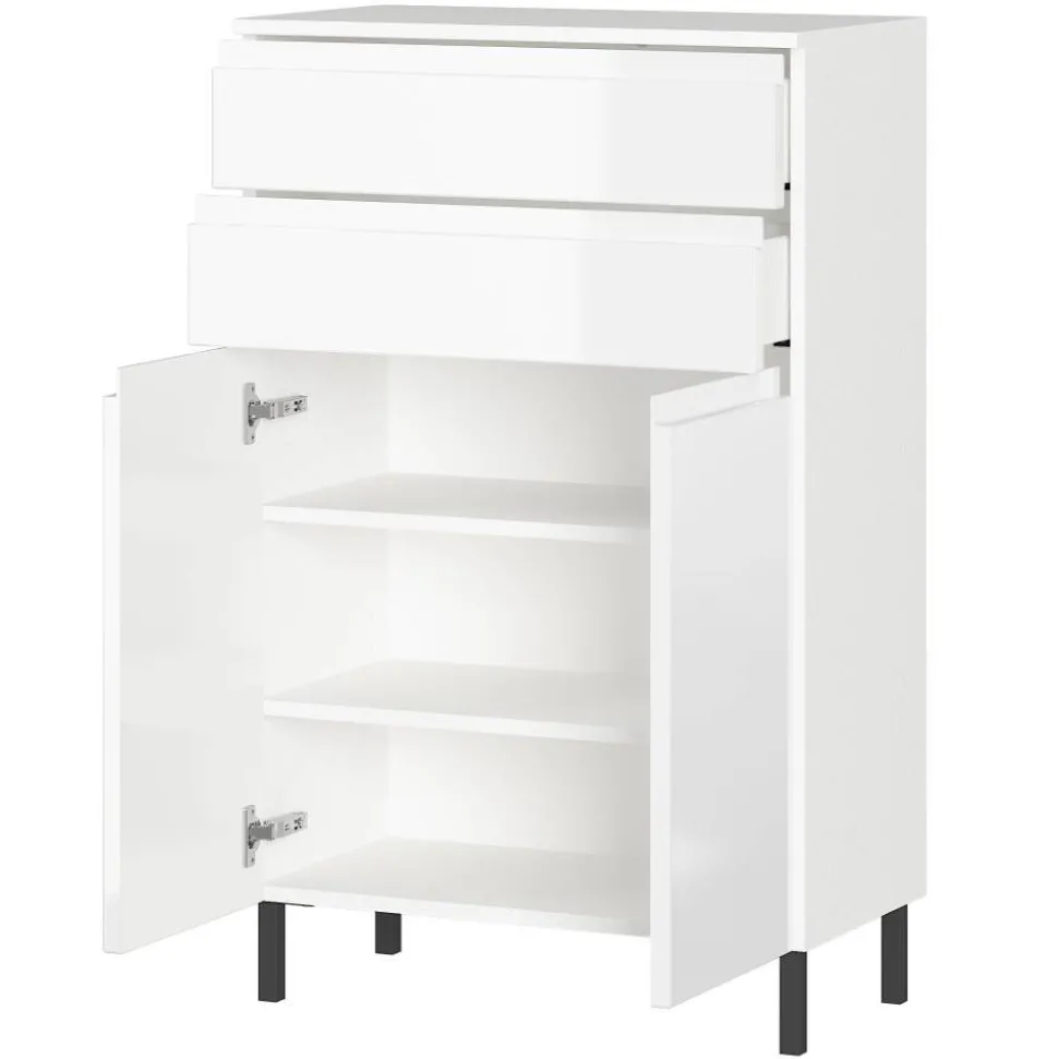 Badezimmer-Kommode in Weiß Hochglanz - Loeesa