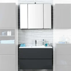 Badezimmermöbel Blaxin in Anthrazit Hochglanz (zweiteilig)