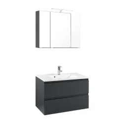 Badezimmermöbel Blaxin in Anthrazit Hochglanz (zweiteilig)