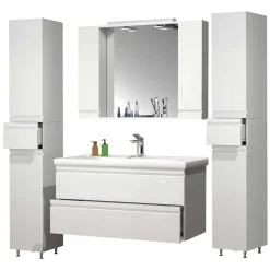 Badezimmermöbel Block in Weiß - Departo (vierteilig)