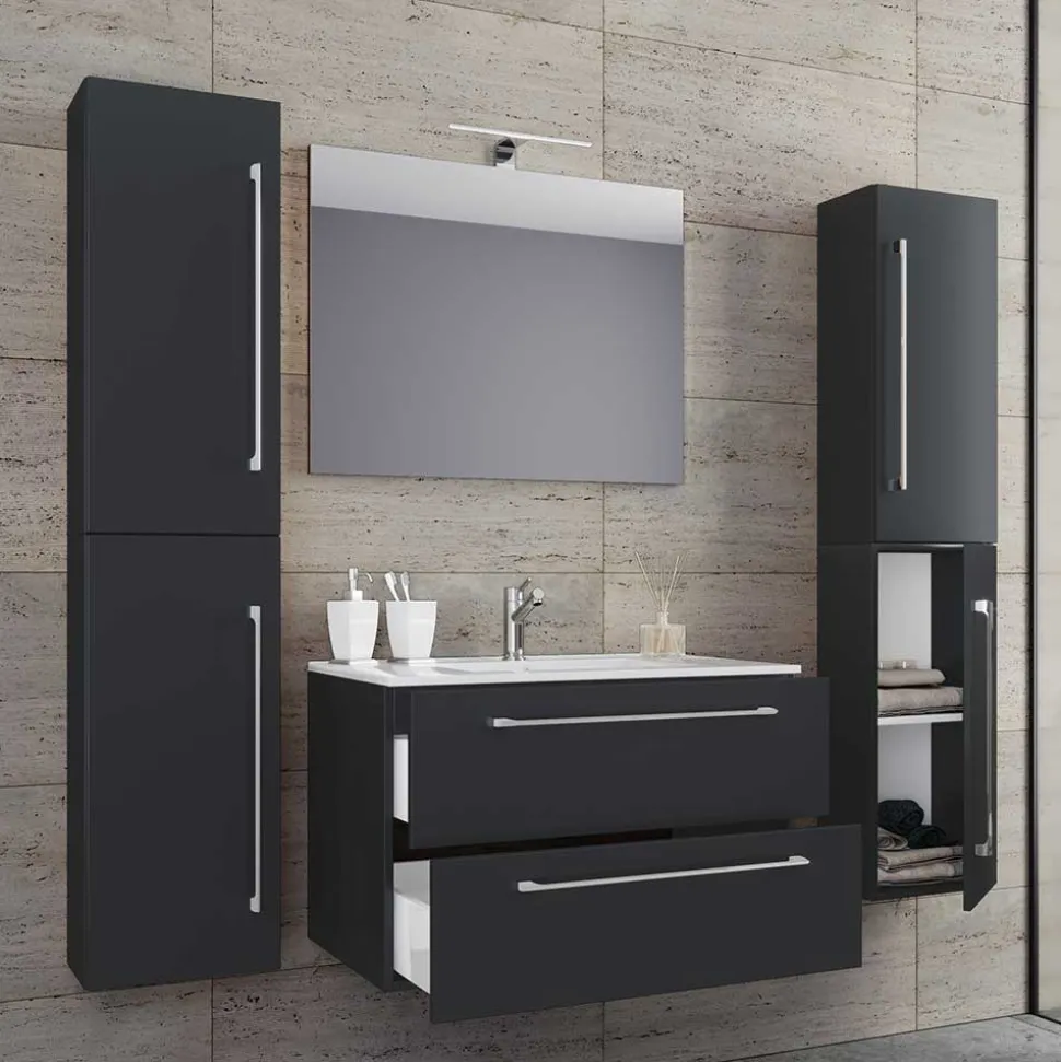 Badezimmermöbel in Schwarz - Gloriella (vierteilig)
