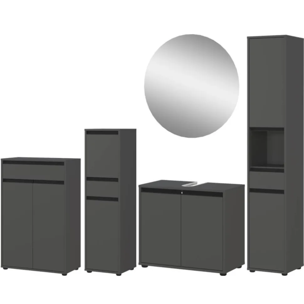 Badezimmermöbel Kombi in Dunkelgrau - Rufu (fünfteilig)