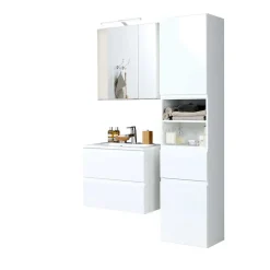Badezimmermöbel Set Concetada mit 3D Spiegelschrank (dreiteilig)