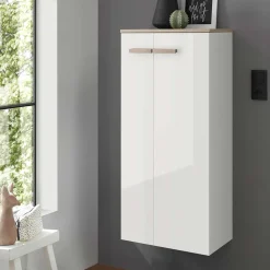 Badezimmerschrank in Weiß Hochglanz & Eiche - Vauflos