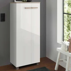 Badezimmerschrank in Weiß Hochglanz & Eiche - Vauflos