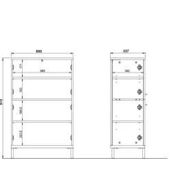 Badezimmerschrank mit 4 Türen in Dunkelgrau - Lucrino