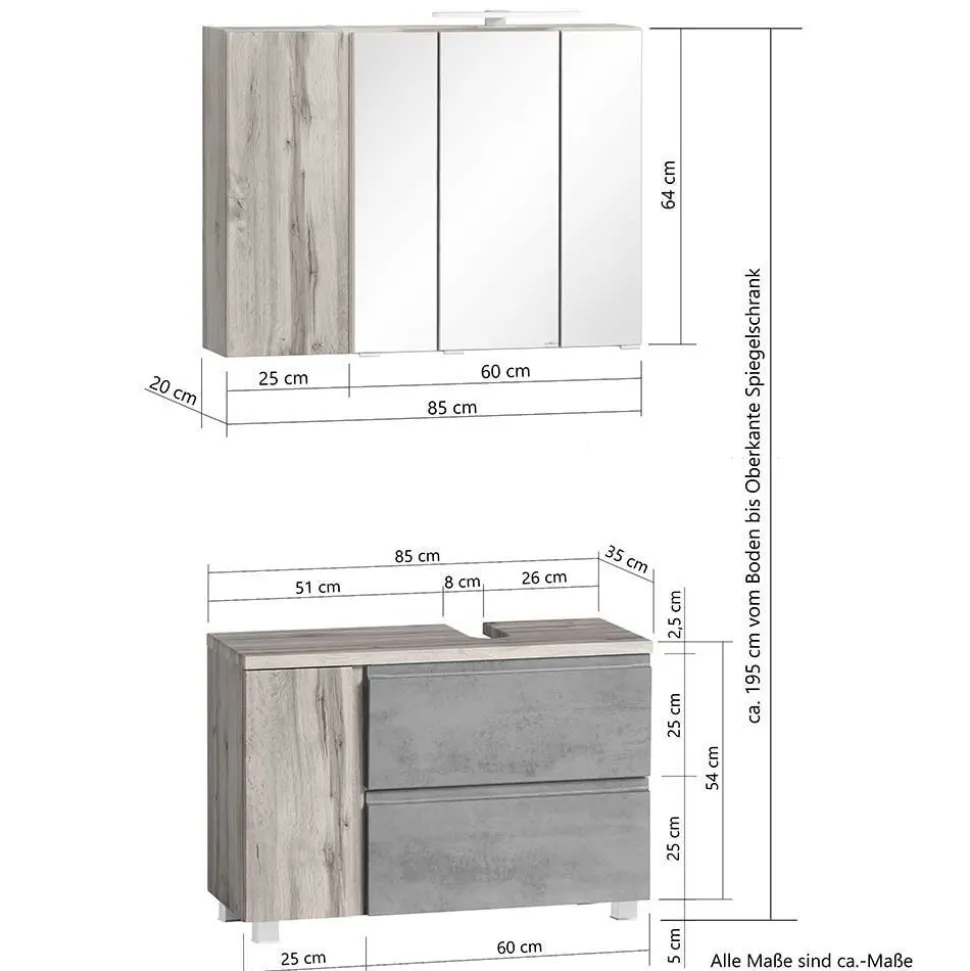 Badezimmerschränke Set modern - Eight (dreiteilig)
