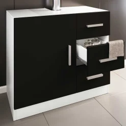 Badkommode fürs Waschbecken in Schwarz Weiß - Musone