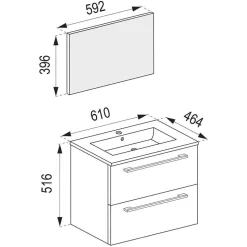 Badmöbel Einrichtungsset - Holz Look - Karin (vierteilig)