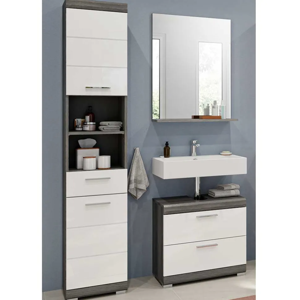 Badmöbel Hochschrank & Beckenschrank & Spiegel - Nancys (dreiteilig)