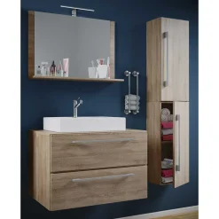 Badmöbel in Holzoptik Sonoma-Eiche - Caleena (dreiteilig)
