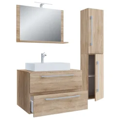 Badmöbel in Holzoptik Sonoma-Eiche - Caleena (dreiteilig)