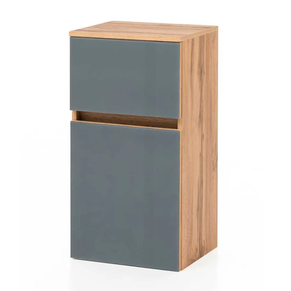 Badmöbel Kombination in Grau Glas - Anviletca (fünfteilig)