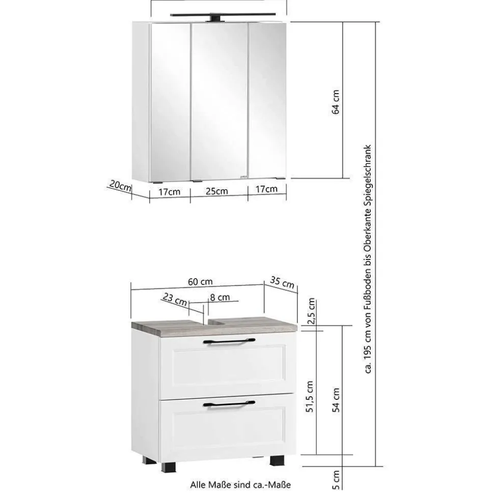 Badmöbel Kombination zweifarbig - Novelya (fünfteilig)