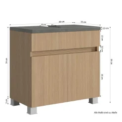 Badmöbel Komplettset in Eiche Hell - Leitha (fünfteilig)