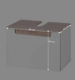 Badmöbel Komplettset Tymos in Eiche Weiß (fünfteilig)