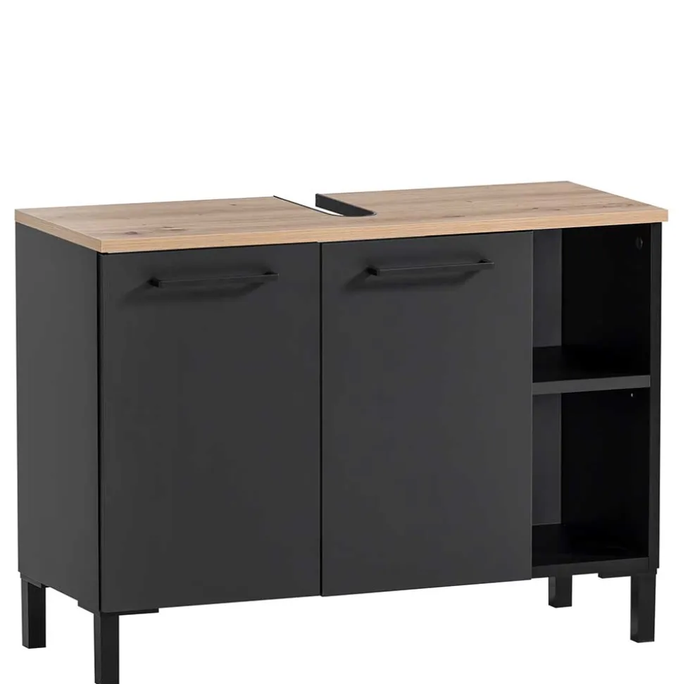 Badmöbel Set in Schwarz - Riguna (dreiteilig)