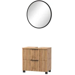 Badmöbel Waschtisch Kombi mit LED Spiegel - Crystoga (zweiteilig)