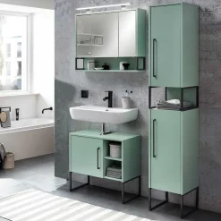 Badschränke in Mint Grün & Anthrazit - Esdrus (dreiteilig)