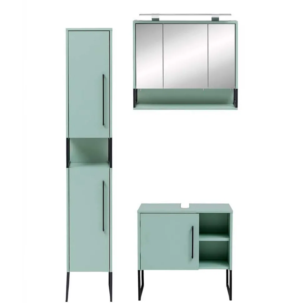 Badschränke in Mint Grün & Anthrazit - Esdrus (dreiteilig)