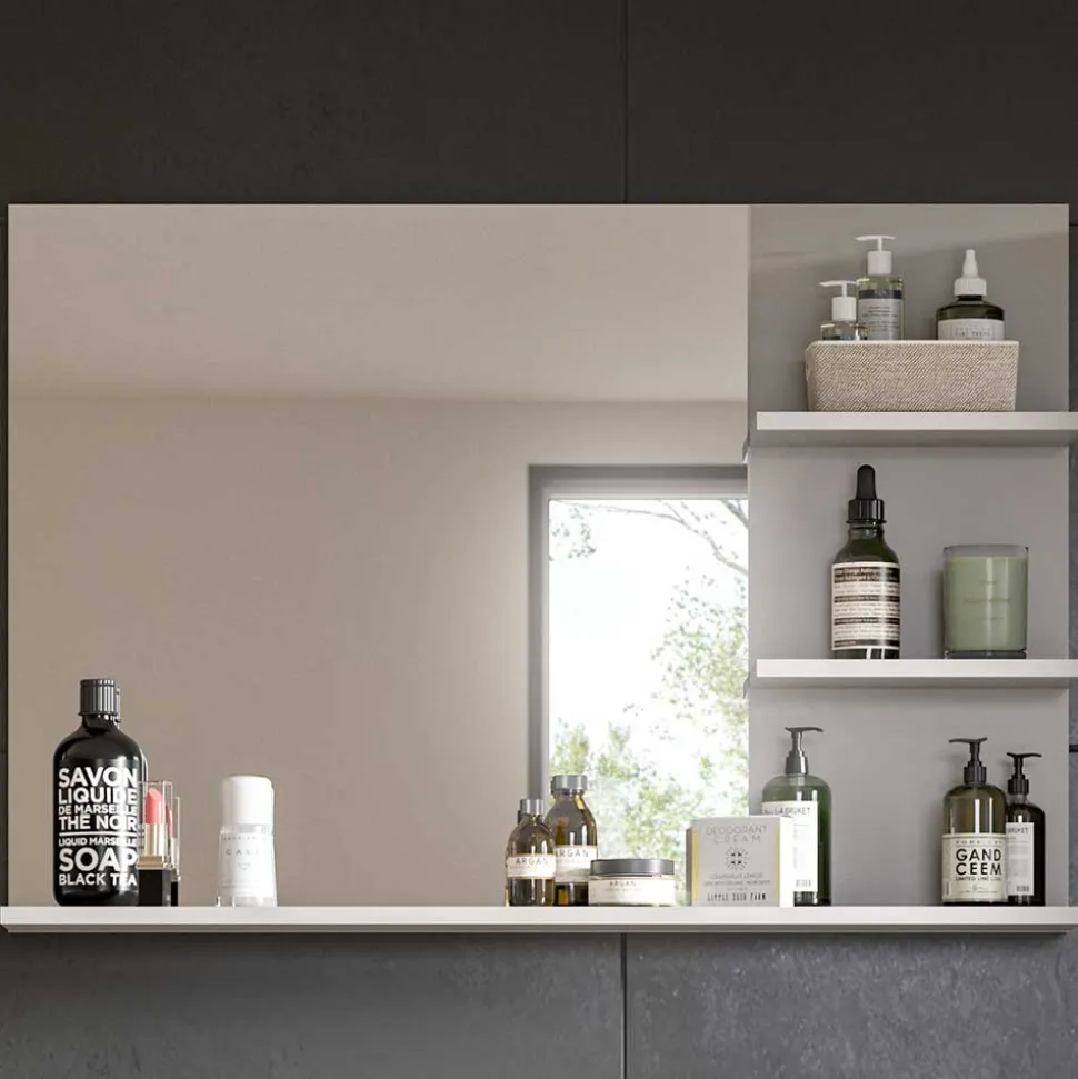 Badspiegel in Grau mit Ablagen - Racapulco