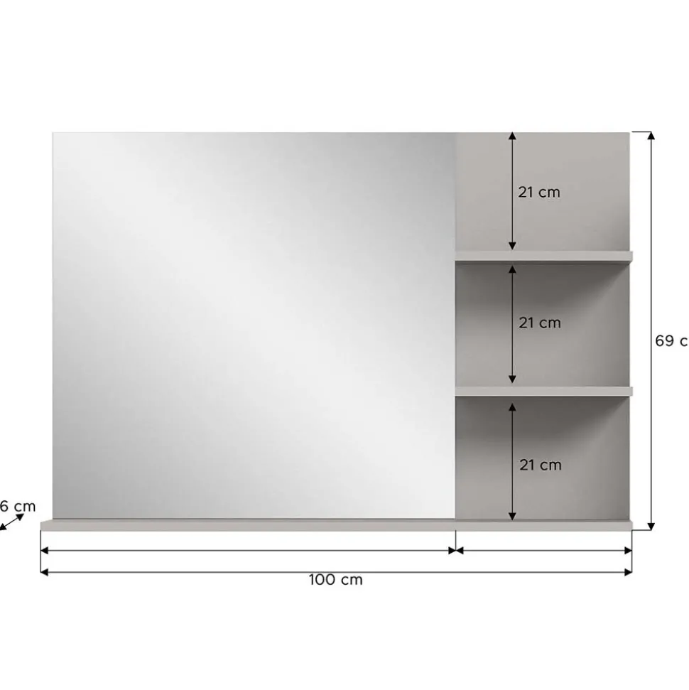Badspiegel in Grau mit Ablagen - Racapulco