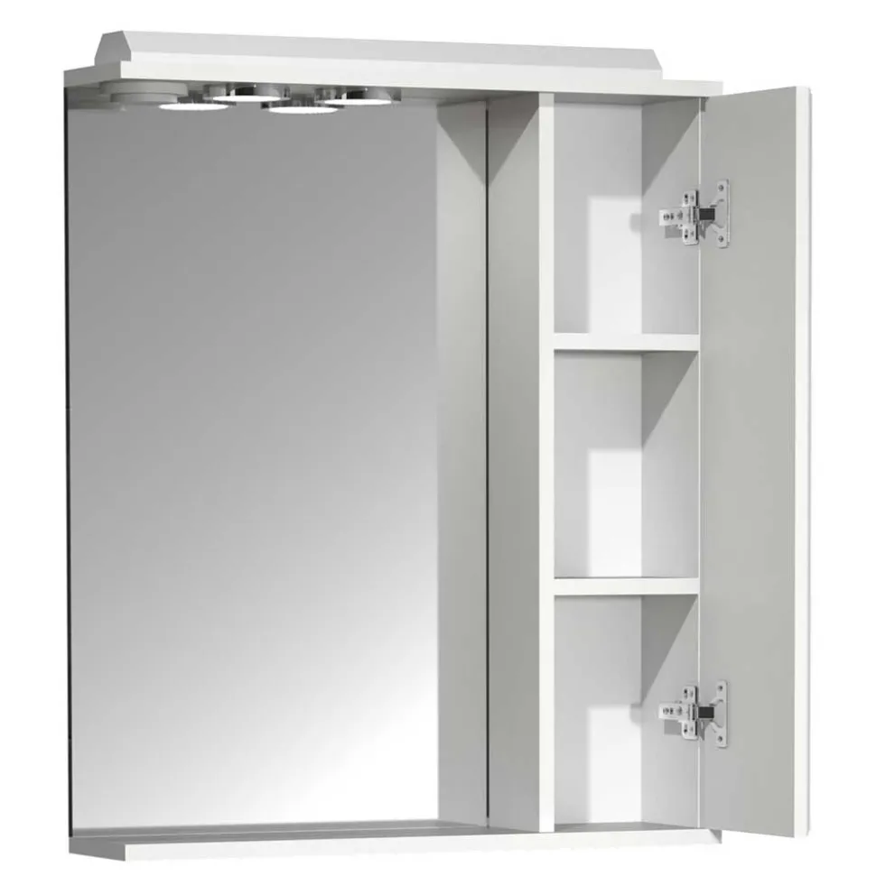 Badspiegel mit Seitenschrank in Weiß - Akira