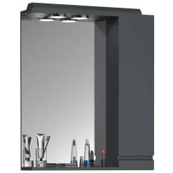 Badspiegel mit Seitenschrank & Ablage & LED Licht - Idamoro