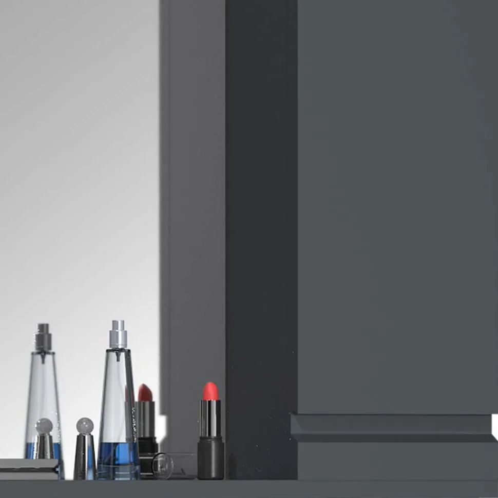 Badspiegel mit Seitenschrank & Ablage & LED Licht - Idamoro