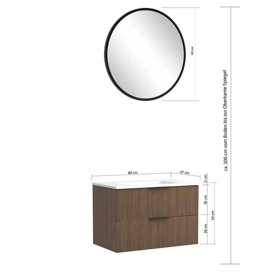 Badspiegel und Badschränke Set - Ucaida (vierteilig)
