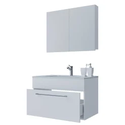 Bad-Waschplatz für die Wand in Weiß - Ipsum (zweiteilig)