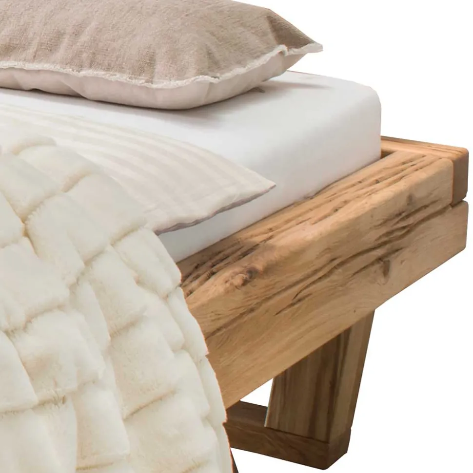 Balkenbett aus Eichenholz mit Kufen - Piassona