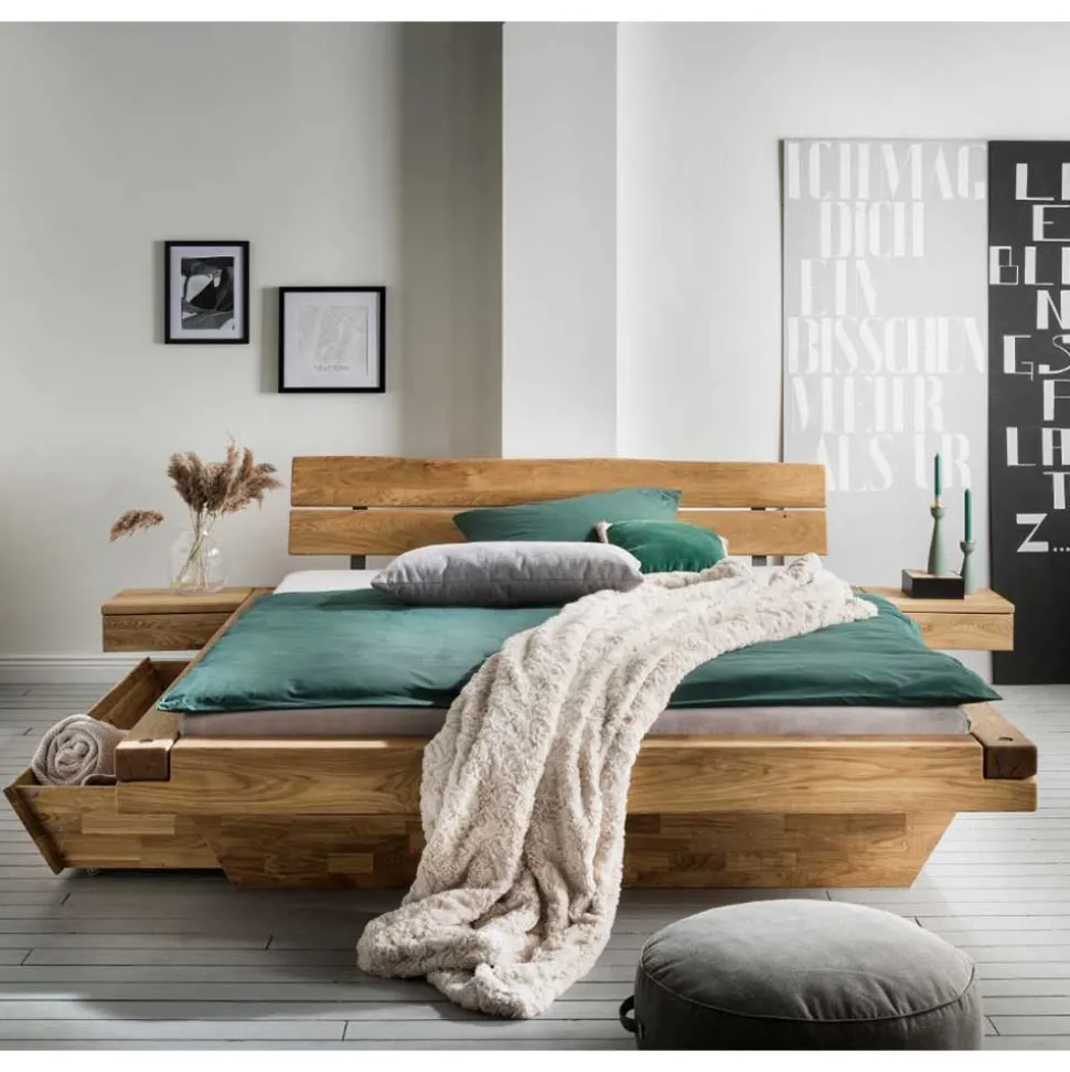 Balkenbett mit Baumkanten Kopfteil - Laredo (dreiteilig)