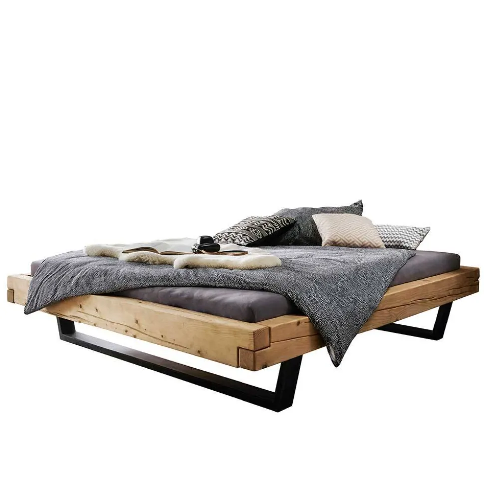 Balkenbett ohne Kopfteil aus Fichte Massivholz - Lary