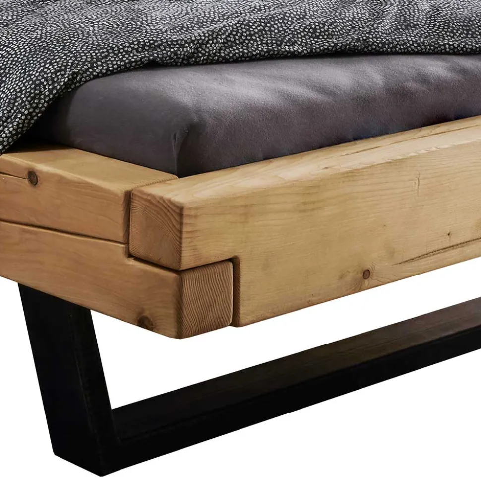 Balkenbett ohne Kopfteil aus Fichte Massivholz - Lary