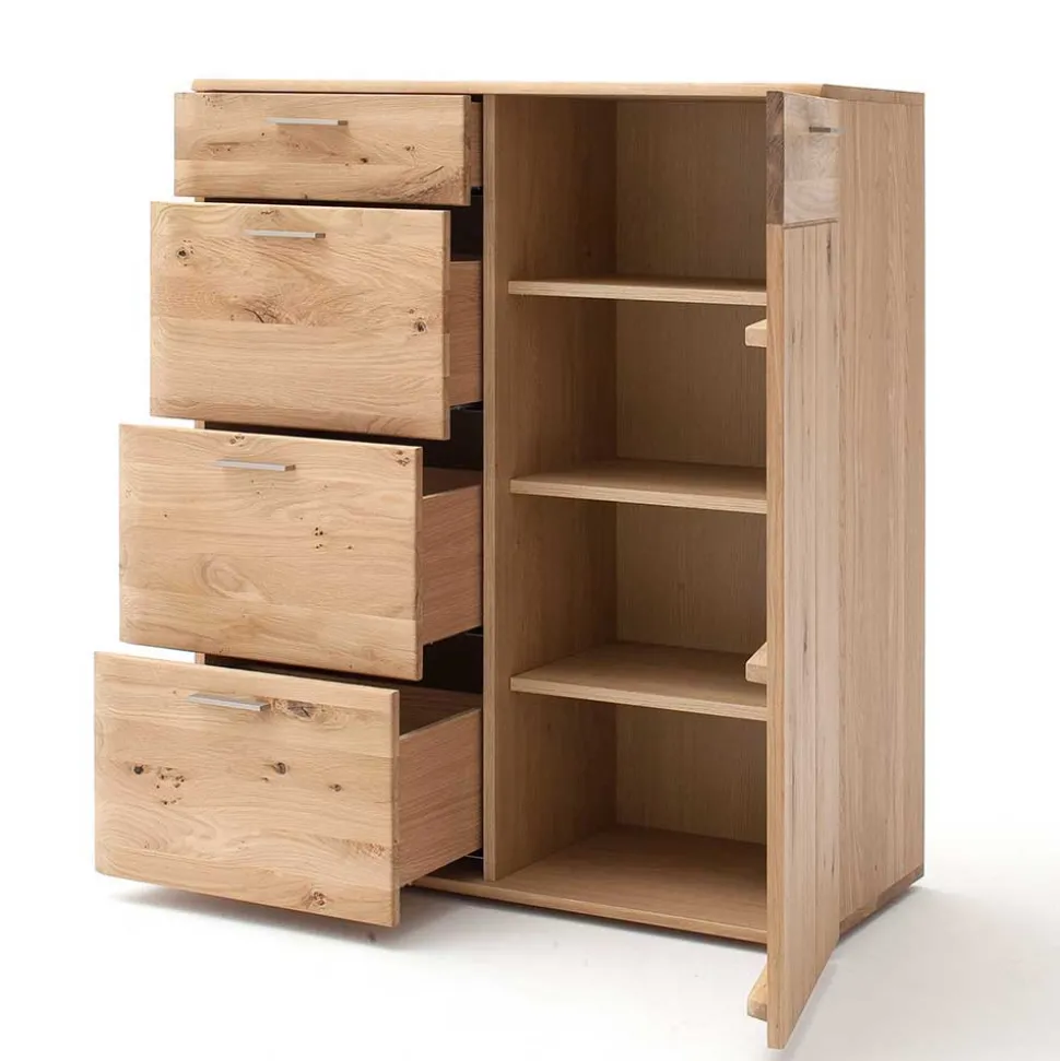 Balkeneiche Kombikommode mit 4 Schubladen - Mabasa