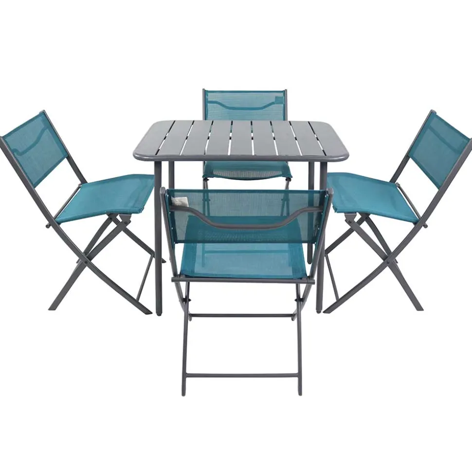 Balkon Tischgruppe in Schwarz Türkis - Ariet (fünfteilig)