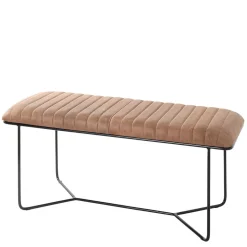 Bank aus gedecktem Glattleder in Braun - Teamona