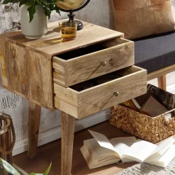 Bank mit Schubladen aus Mangobaum Massivholz - Basserini