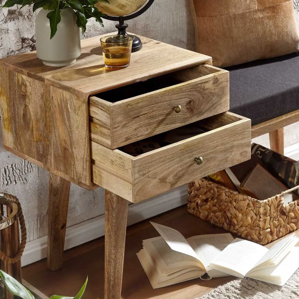 Bank mit Schubladen aus Mangobaum Massivholz - Basserini