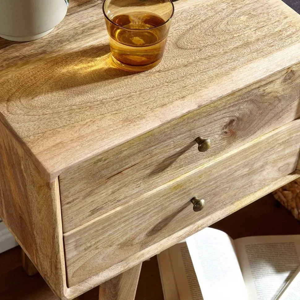 Bank mit Schubladen aus Mangobaum Massivholz - Basserini