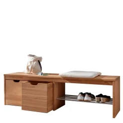 Bank mit Schuhablage & Kisten aus Buche - Shimousa