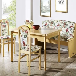 Bankgruppe in Buche & Blumen Muster Stoff Apollo mit Ausziehtisch (vierteilig)