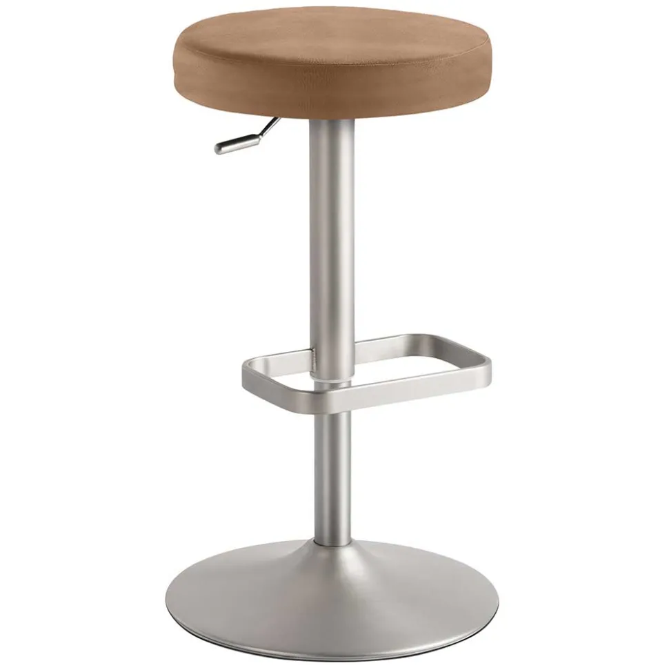 Barhocker in Hellbraun & Chrom - Calypso